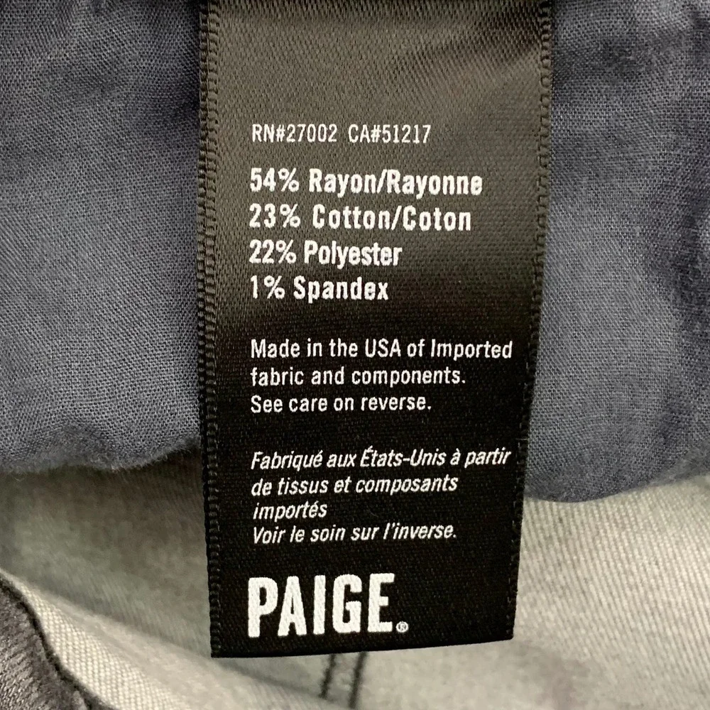 PAIGE Federal Men's 32 Gray Straight Leg Stretch‎ Jeans Made in USA